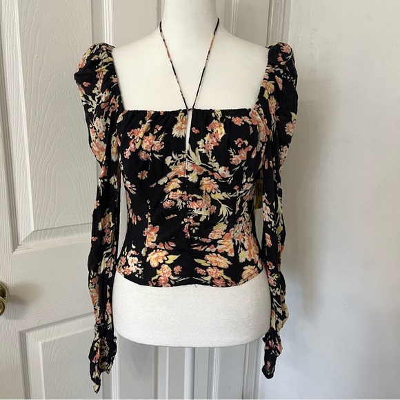 NWOT Free People Hilary Floral Long Sleeve Crop - Picture 6 of 10